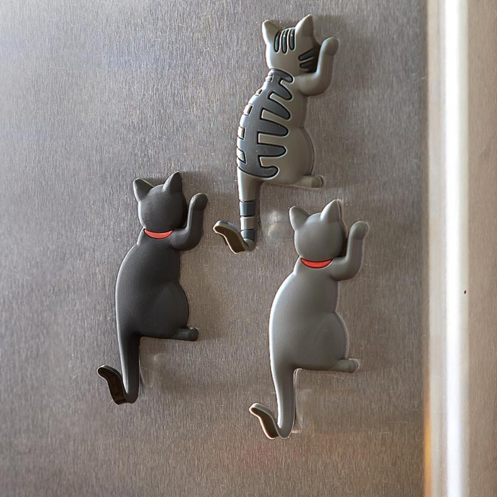 Set of 3 Magnet Cat Hooks rubber